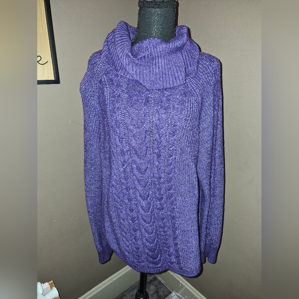 Lane Bryant Purple Cable Turtleneck Sweater